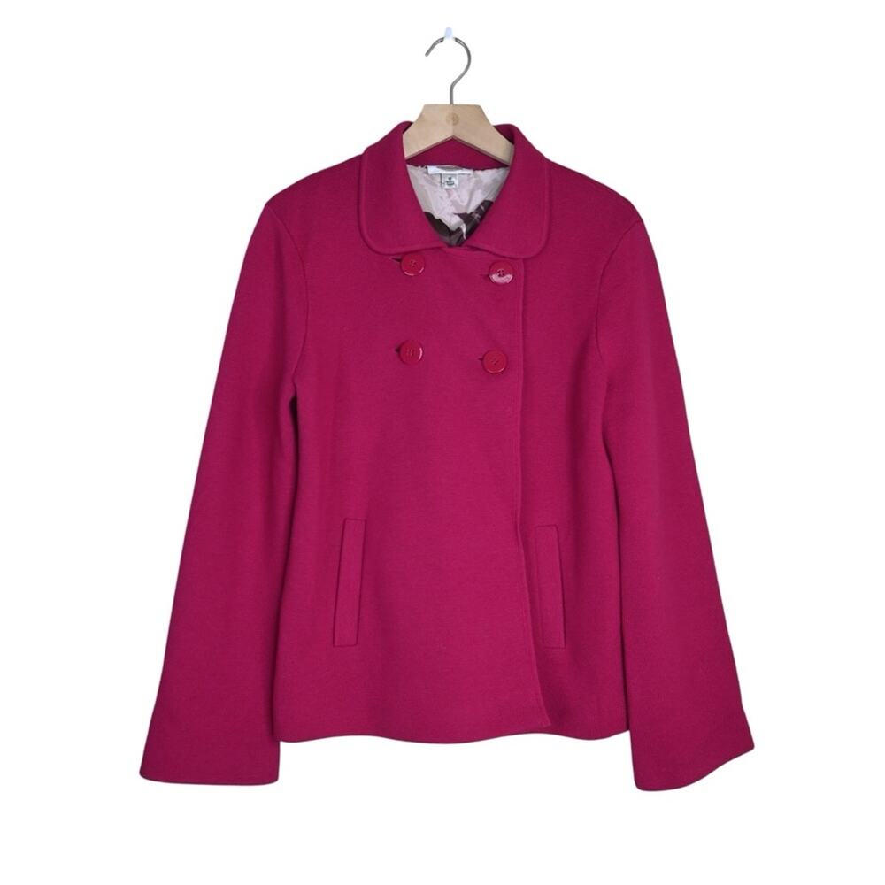 Talbots Women's M Pink Double Breasted 100% Merino Wool Lined Blazer